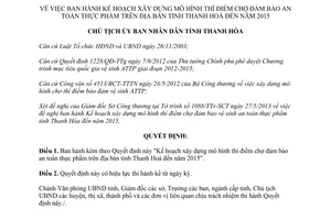 Quyết định 2994/QĐ-UBND năm 2013 xây dựng chợ đảm bảo an toàn thực phẩm Thanh Hoá