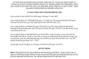 Quyết định 5123/QĐ-UBND năm 2013 củng cố kiện toàn nâng cao nguồn nhân lực giáo dục pháp luật Hà Nội 2016