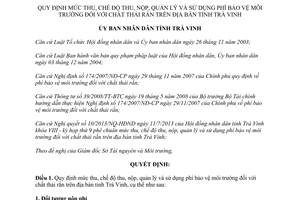 Quyết định 24/2013/QĐ-UBND thu nộp quản lý phí bảo vệ môi trường chất thải rắn Trà Vinh