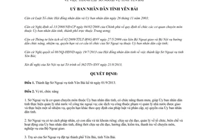 Quyết định 1105/QĐ-UBND năm 2013 thành lập Sở Ngoại vụ Yên Bái