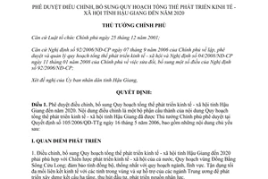 Quyết định 1496/QĐ-TTg năm 2013 quy hoạch phát triển kinh tế xã hội Hậu Giang 2020