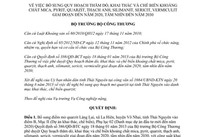 Quyết định 6110/QĐ-BCT năm 2013 thăm dò khai thác chế biến khoáng chất 2020