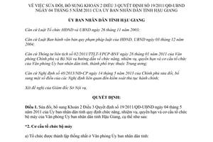 Quyết định 20/2013/QĐ-UBND chức năng tổ chức bộ máy Văn phòng Ủy ban Hậu Giang