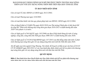 Quyết định 37/2013/QĐ-UBND phát triển thương mại nông thôn xây dựng nông thôn mới Hà Tĩnh