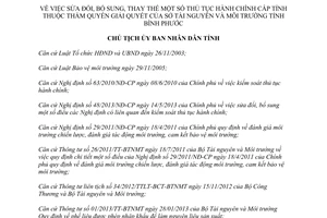 Quyết định 1573/QĐ-UBND 2013 sửa đổi thủ tục hành chính Sở Tài nguyên Bình Phước