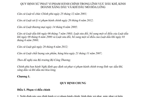 Nghị định 97/2013/NĐ-CP xử phạt hành chính lĩnh vực dầu khí xăng dầu khí dầu mỏ