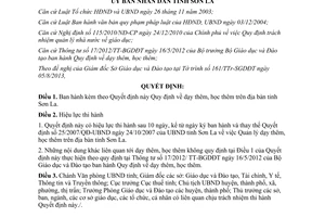 Quyết định 14/2013/QĐ-UBND quy định dạy học thêm Sơn La