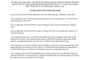 Quyết định 26/2013/QĐ-UBND mức chi vốn hỗ trợ sản xuất lúa theo 42/2012/NĐ-CP Trà Vinh