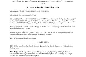 Quyết định 25/2013/QĐ-UBND quy chế công tác văn thư lưu trữ Quảng Nam