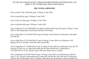 Quyết định 1504/QĐ-TTg năm 2013 cơ chế chính sách bồi thường hỗ trợ di dân tái định cư