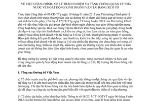 Chỉ thị 16/CT-BGTVT năm 2013 chấn chỉnh trách nhiệm kinh doanh vận tải xe ô tô