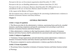 Decree No. 98/2013/NĐ-CP penalties for administrative violations against the law on insurance and lottery