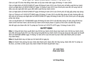 Quyết định 2741/QĐ-UBND 2013 thủ tục hành chính mới sửa đổi bổ sung xây dựng 3205/QĐ-UBND Cần Thơ