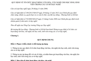 Thông tư 16/2013/TT-BLĐTBXH tổ chức hoạt động văn hóa văn nghệ học sinh sinh viên
