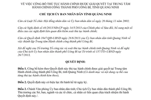 Quyết định 2230/QĐ-UBND năm 2013 thủ tục hành chính Uông Bí Quảng Ninh