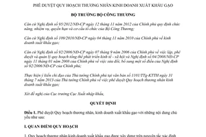 Quyết định 6139/QĐ-BCT 2013 quy hoạch thương nhân kinh doanh xuất khẩu gạo