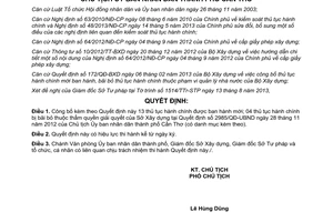 Quyết định 2743/QĐ-UBND 2013 thủ tục hành chính mới bãi bỏ xây dựng 2985/QĐ-UBND Cần Thơ