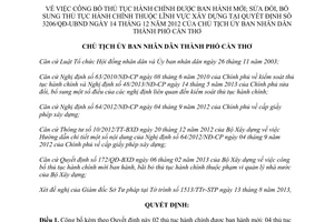 Quyết định 2742/QĐ-UBND 2013 thủ tục hành chính mới sửa đổi bổ sung lĩnh vực xây dựng Cần Thơ