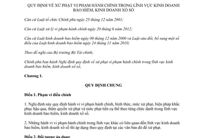 Nghị định 98/2013/NĐ-CP xử phạt vi phạm hành chính lĩnh vực kinh doanh bảo hiểm xổ số