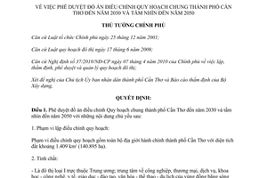 Quyết định 1515/QĐ-TTg năm 2013 phê duyệt đồ án Quy hoạch Cần Thơ 2030