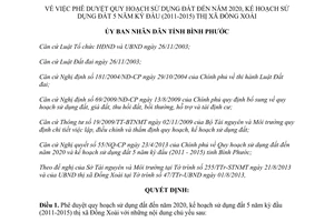 Quyết định 1592/QĐ-UBND 2013 quy hoạch sử dụng đất thị xã Đồng Xoài Bình Phước