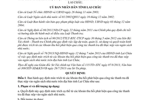 Quyết định 19/2013/QĐ-UBND mức trích khoản thu hồi qua công tác thanh tra thực nộp ngân sách Lai Châu