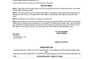 Quyết định 3027/QĐ-BYT Quy trình kỹ thuật khám chữa bệnh chuyên ngành Răng Hàm Mặt