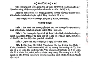 Quyết định 3207/QĐ-BYT 2013 Quy trình kỹ thuật khám chữa bệnh chuyên ngành Răng Hàm Mặt