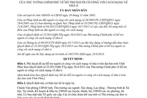 Quyết định 2390/QĐ-UBND năm 2013 Hỗ trợ người có công cách mạng nhà ở Vĩnh Phúc