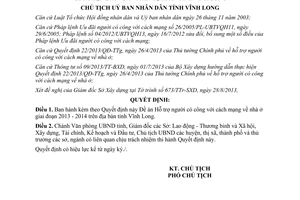 Quyết định 1465/QĐ-UBND đề án hỗ trợ người có công cách mạng nhà ở 2013-2014 Vĩnh Long