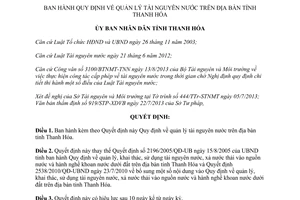 Quyết định 3074/2013/QĐ-UBND quản lý tài nguyên nước Thanh Hóa