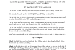 Quyết định 41/2013/QĐ-UBND thu quản lý sử dụng Quỹ Quốc phòng Lâm Đồng