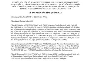 Quyết định 26/2013/QĐ-UBND luân chuyển hồ sơ nghĩa vụ tài chính sử dụng đất Quảng Nam