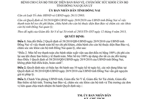 Quyết định 56/2013/QĐ-UBND hỗ trợ chi phí khám chữa bệnh cán bộ Đồng Nai