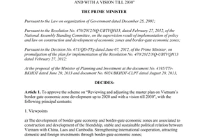 Decision No.1531/QD-TTg plan on Vietnam’s border-gate economic zone development