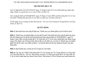 Quyết định 3245/QĐ-BYT năm 2013 Danh mục Gói đỡ đẻ sạch