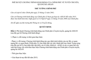 Quyết định 1536/QĐ-TTg 2013 Chương trình hành động tuyên truyền quảng bá ASEAN