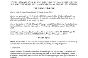 Quyết định 1531/QĐ-TTg 2013 rà soát quy hoạch phát triển khu kinh tế cửa khẩu Việt Nam