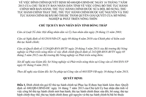 Quyết định 875/QĐ-UBND-HC 2013 đính chính thủ tục Sở Nông nghiệp Phát triển nông thôn Đồng Tháp
