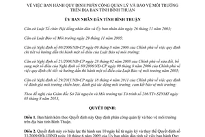 Quyết định 39/2013/QĐ-UBND phân công quản lý bảo vệ môi trường Bình Thuận