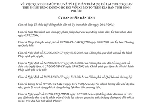 Quyết định 36/2013/QĐ-UBND mức thu tỷ lệ phần trăm phí sử dụng đường bộ xe mô tô Bình Phước