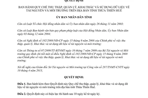 Quyết định 33/2013/QĐ-UBND quản lý khai thác sử dụng dữ liệu tài nguyên môi trường Thừa Thiên Huế