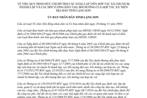 Quyết định 18/2013/QĐ-UBND mức chi hỗ trợ sáng lập viên hợp tác xã Lạng Sơn