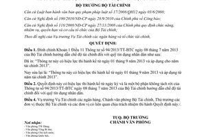Quyết định 2219/QĐ-BTC năm 2013 đính chính Thông tư 94/2013/TT-BTC