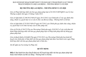 Quyết định 1288/QĐ-BLĐTBXH năm 2013 hợp nhất văn bản pháp luật Bộ Lao động