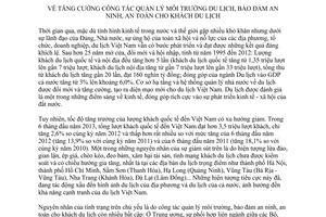 Chỉ thị 18/CT-TTg năm 2013 tăng cường quản lý môi trường du lịch