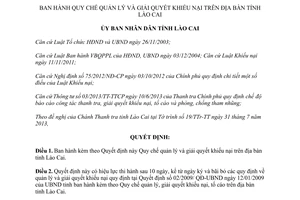 Quyết định 38/2013/QĐ-UBND quản lý giải quyết khiếu nại Lào Cai