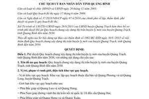 Quyết định 2117/QĐ-UBND 2013 phê duyệt quy hoạch chung xây dựng Quảng Trạch Quảng Bình 2030