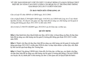 Quyết định 3107/QĐ-UBND 2013 nâng cao chất lượng cán bộ quản lý trường phổ thông Long An