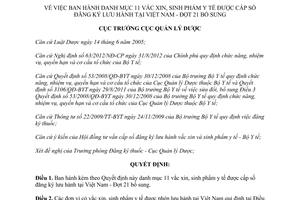 Quyết định 232/QĐ-QLD 2013 danh mục 11 vắc xin sinh phẩm y tế lưu hành Việt Nam